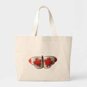 Canadian Flag Butterfly Design Large Tote Bag
