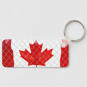 Canadian Flag. Chain Link Fence. Rustic. Cool. Key Ring