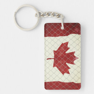 Canadian Flag. Chain Link Fence. Rustic. Cool. Key Ring