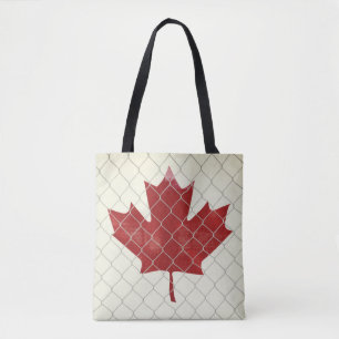 Canadian Flag. Chain Link Fence. Rustic. Cool. Tote Bag