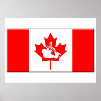Canadian Flag & Country Shape Poster