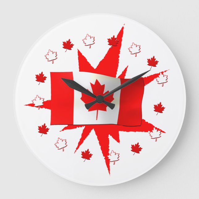 Canadian Flag Design Large Clock (Front)