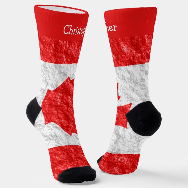 Canadian Flag Design Socks (Angled)