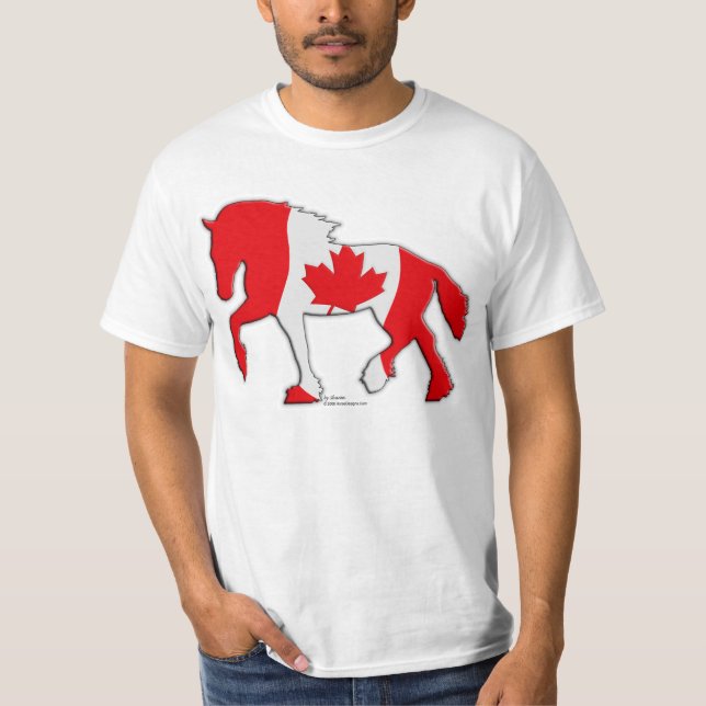 Canadian Flag Draught   Horse T-Shirt (Front)