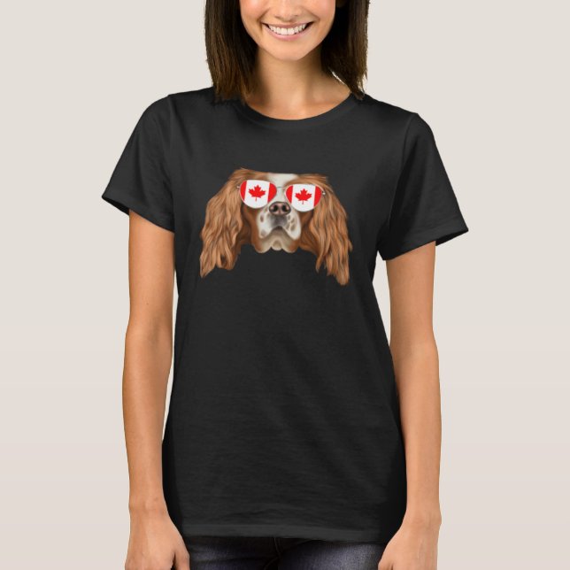 Canadian Flag English Toy Spaniel Dog Canada Pocke T-Shirt (Front)