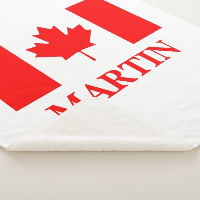 Canadian flag family name Sherpa fleece blankets (3/4)