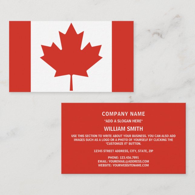 Canadian Flag, Flag of Canada Business Card (Front/Back)