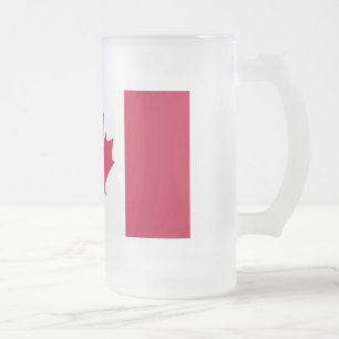Canadian Flag Frosted Glass Beer Mug
