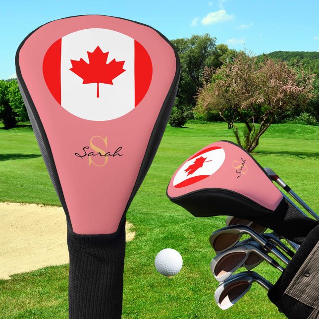 Canadian Flag & Girls Monogrammed Golf Clubs Golf Head Cover (Creator Uploaded)