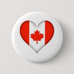Canadian Flag Heart 6 Cm Round Badge