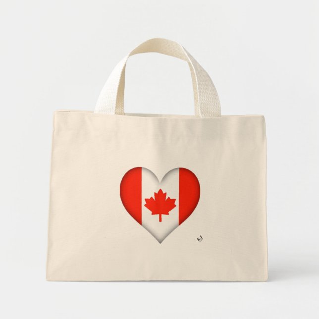 Canadian Flag Heart Mini Tote Bag (Front)