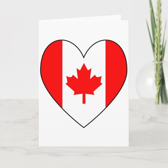 Canadian Flag Heart Valentine Holiday Card (Front)