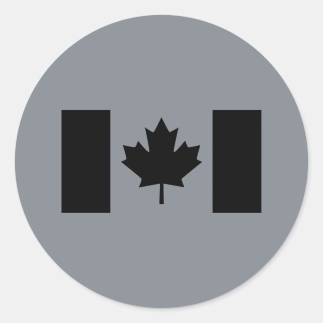 Canadian Flag in Black Decor Classic Round Sticker (Front)