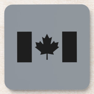 Canadian Flag in Black Decor Coaster