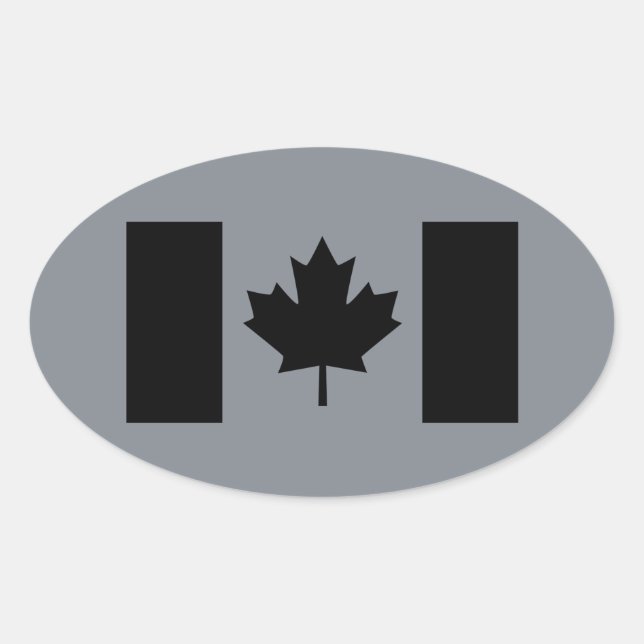 Canadian Flag in Black Decor Oval Sticker (Front)