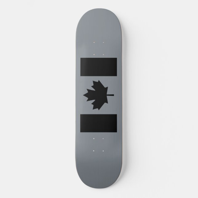 Canadian Flag in Black Decor Skateboard (Front)