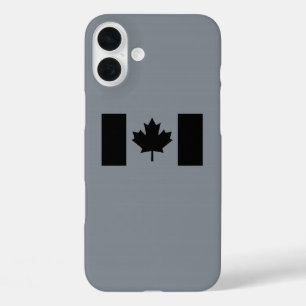 Canadian Flag in Black Design iPhone 16 Plus Case