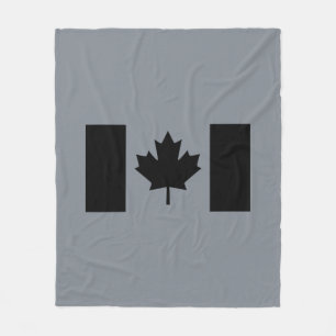 Canadian Flag in Black Graphic Fleece Blanket