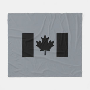 Canadian Flag in Black Graphic Fleece Blanket