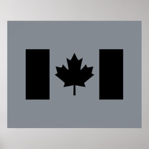 Canadian Flag in Black Graphic Poster