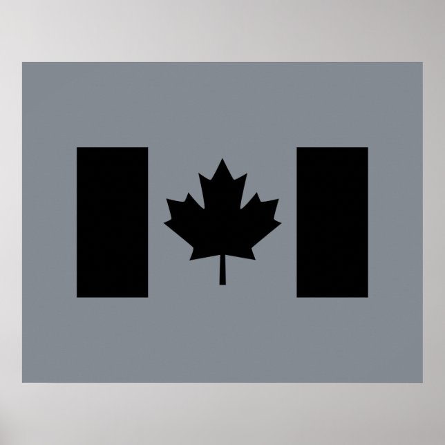 Canadian Flag in Black Graphic Poster (Front)