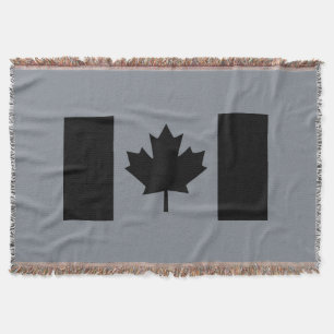 Canadian Flag in Black Graphic Throw Blanket