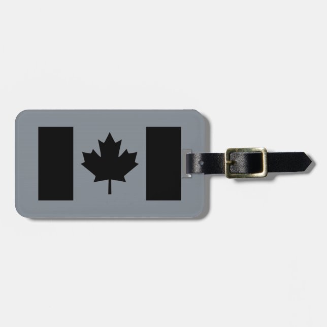 Canadian Flag in Black Style Luggage Tag (Front Horizontal)