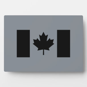 Canadian Flag in Black Style Plaque