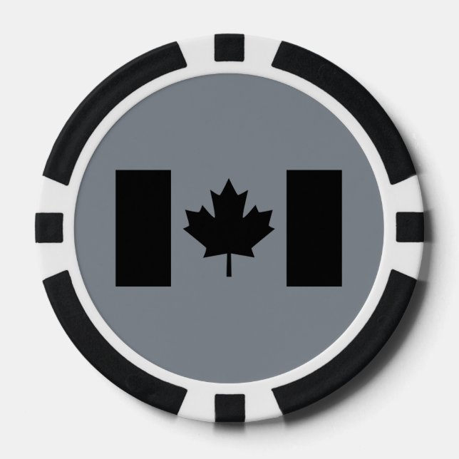 Canadian Flag in Black Style Poker Chips (Front)