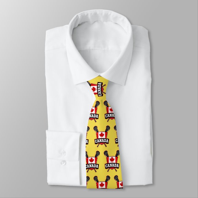 Canadian Flag Lacrosse Logo Tie (Tied)