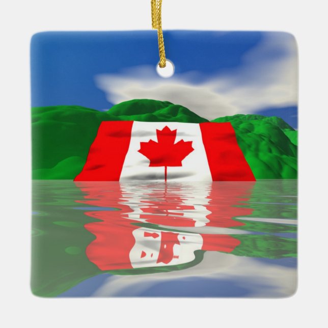 Canadian Flag Land Ceramic Ornament (Front)