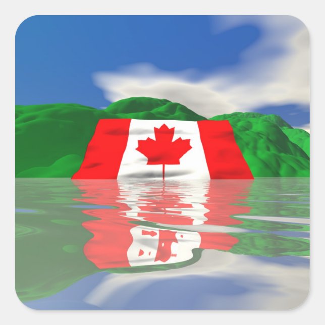 Canadian Flag Land Square Sticker (Front)