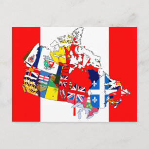 Canadian Flag Map Postcard