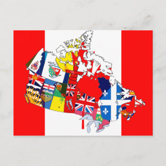 Canadian Flag Map Postcard