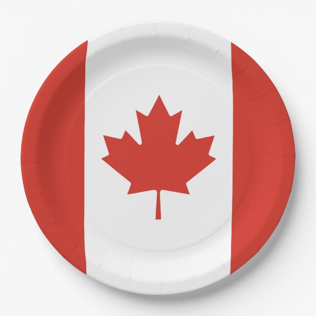 Canadian Flag (Maple Leaf) (Canada) Paper Plate (Front)
