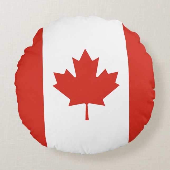Canadian Flag (Maple Leaf) (Canada) Round Cushion (Front)