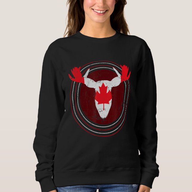 Canadian Flag Maple Leaf Moose Animal Canada Sweatshirt (Front)
