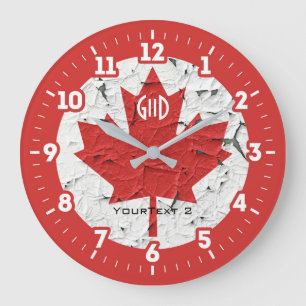 Canadian Flag Maple Leaf on a Large Clock