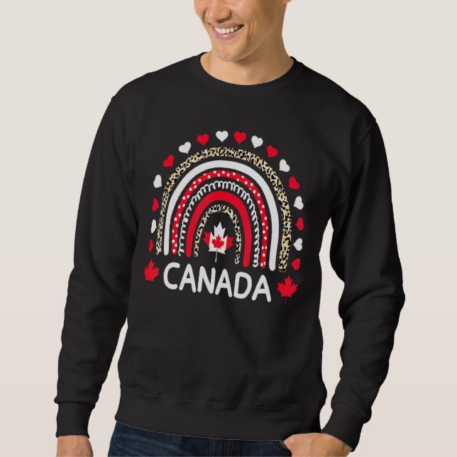 Canadian Flag Maple Leaf Rainbow Leopard Canada Da Sweatshirt (Front)
