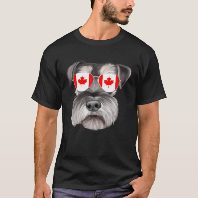 Canadian Flag Miniature Schnauzer Dog Canada Pocke T-Shirt (Front)