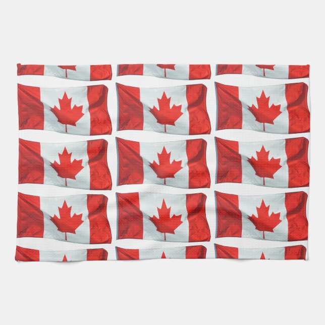 Canadian Flag of Canada Maple Leaf Patriotic Image Tea Towel (Horizontal)