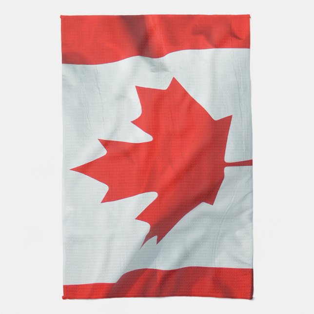 Canadian Flag of Canada Maple Leaf Patriotic Image Tea Towel (Vertical)