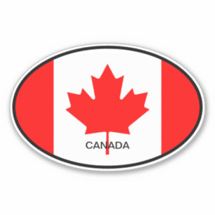 Canadian flag of Canada oval vinyl car sticker