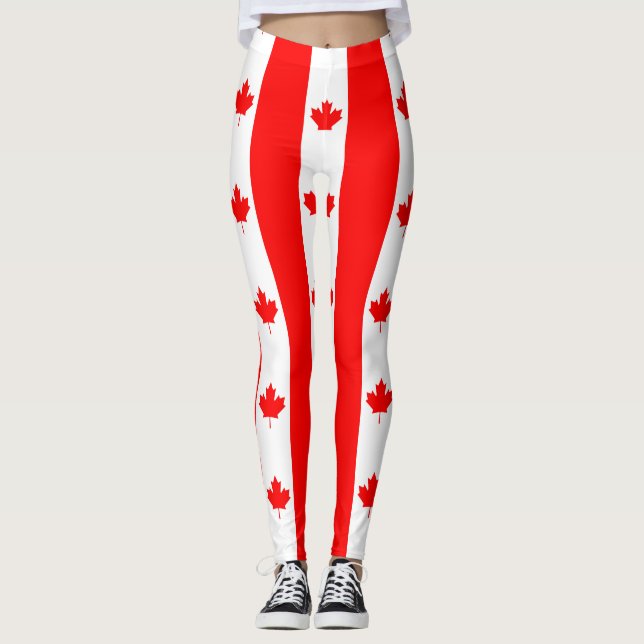 Canadian Flag of Canada Red Maple Leaf Leggings (Front)
