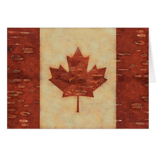 Canadian Flag On Inner Birch Bark (Front Horizontal)