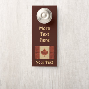 Canadian Flag On Inner Birch Bark Door Hanger