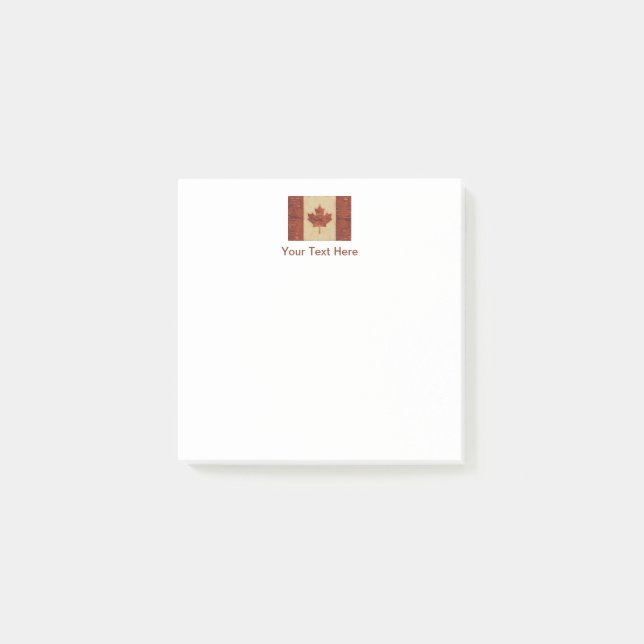 Canadian Flag On Inner Birch Bark Post-it Notes (Front)