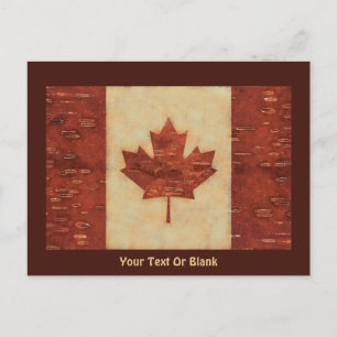 Canadian Flag On Inner Birch Bark Postcard