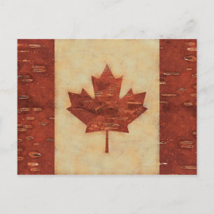 Canadian Flag On Inner Birch Bark Postcard