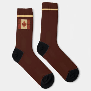 Canadian Flag On Inner Birch Bark Socks